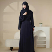 Puff Sleeve Satin Abaya with Pockets 2-Piece Set (AA031)